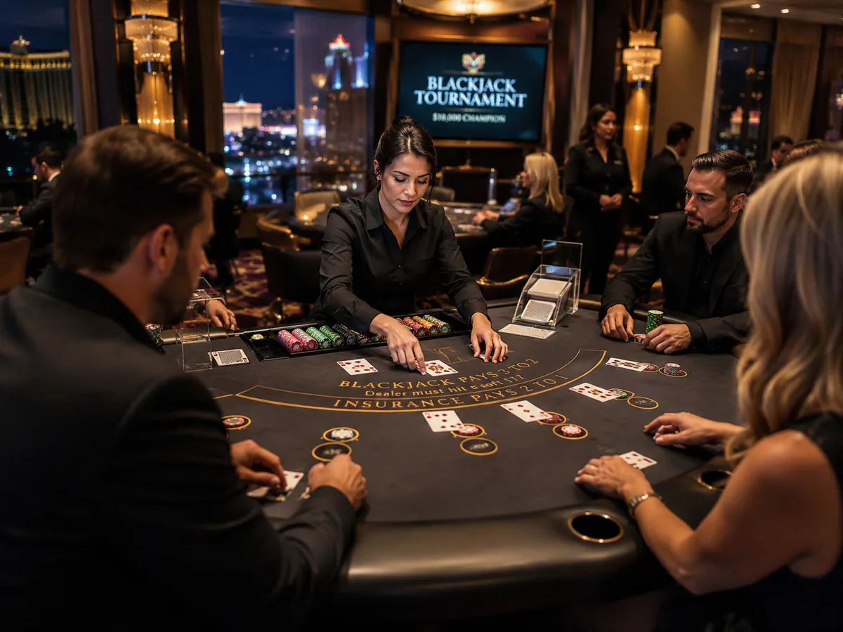 Luxury blackjack tournament room image for the Cosmopolitan 2026 article