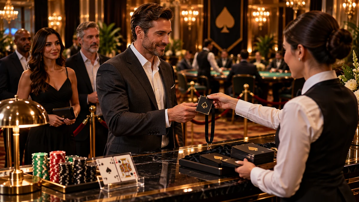 Player checking in for a blackjack tournament at a luxury casino